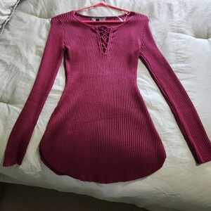 Elegant Burgundy Knit Dress